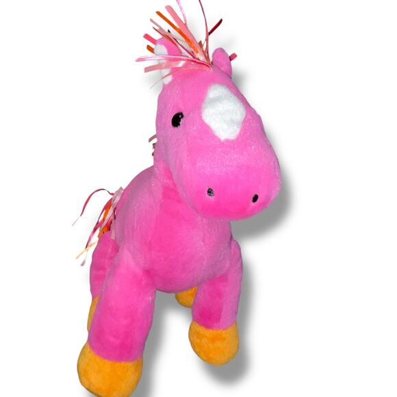 Animal Adventure 10" Plush Horse Pony Diamond Mane Ribbons Pink Stuffed Gift Toy - Picture 8 of 12